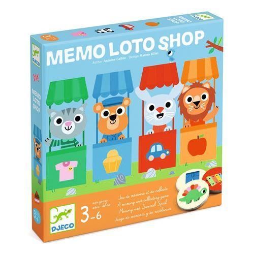 Jeu de pions Djeco Mémo Loto Shop Multicolore