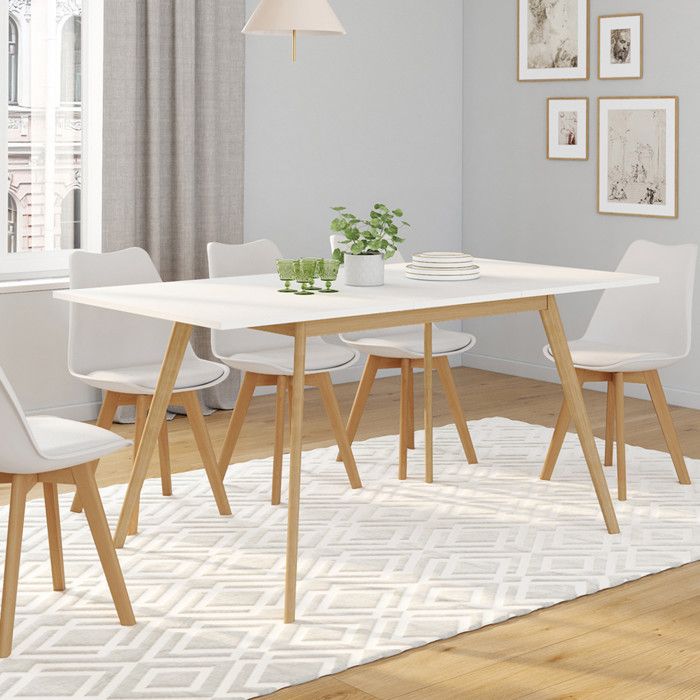 Table scandinave extensible INGA 120-160 CM blanche