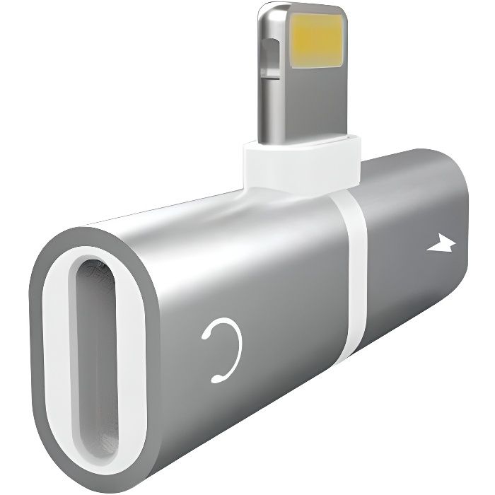 Adaptateur pour écouteurs iPhone 7/8 / x Music & Charger Splitter 2 in 1, double Porta casque audio pour iPhone (blanc)