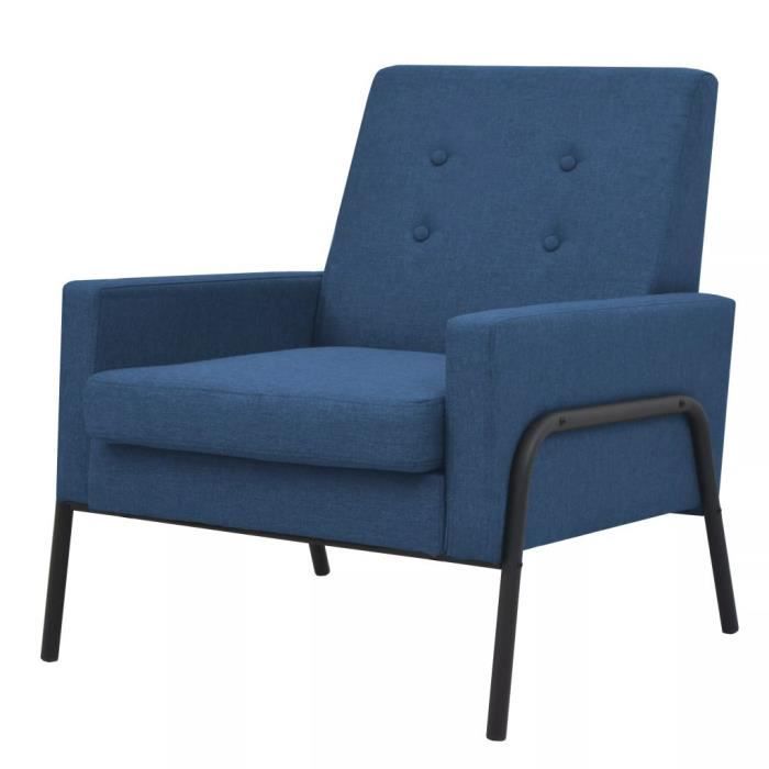 Fauteuil Acier et tissu Bleu Fauteuil Scandinave Fauteuil de jardin Fauteuil Relaxation Massage