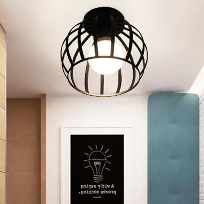 Plafonnier Industrielle Vintage Métal Cage Fer E27 Retro Lustre suspension luminaire pour Salon Cuisine Couloir
