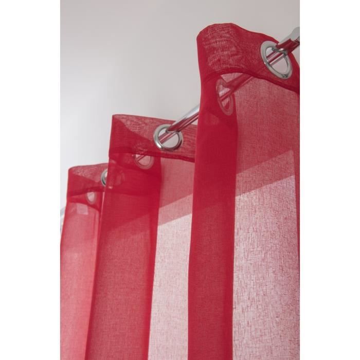 Rideau Voilage Classique Simple 140 x 240 cm à Oeillets Uni Rouge Cerise