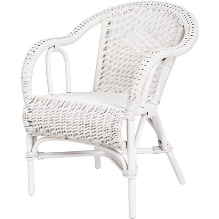 Fauteuil Olot blanc laqué - rotin