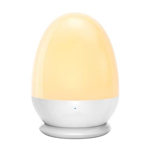 Veilleuse Bébé Oeuf, Lampe de Chevet, Contrôle Tactile et Réglage de La Minuterie, Lampe Œufs Abs + PC pour L'Allaitement
