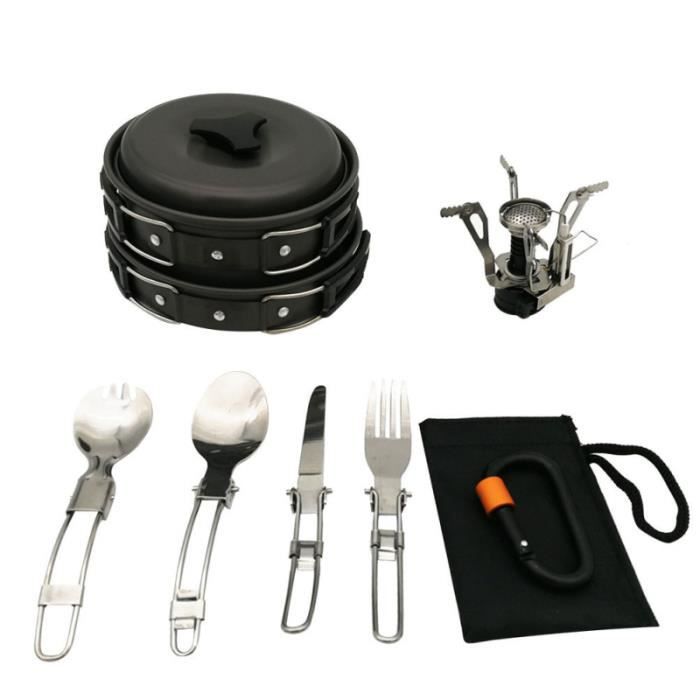 1 ensemble de batterie de cuisine de camping en plein air de de randonnée portable cuisinière POPOTE - VAISSELLE - COUVERTS