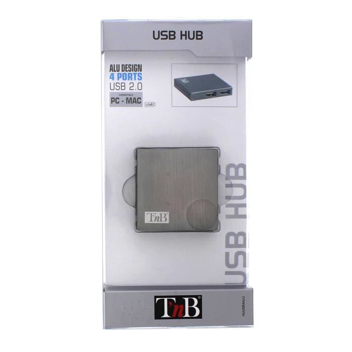 T'NB B4 Hub USB 2.0 - 4 ports auto-alimenté - Argenté