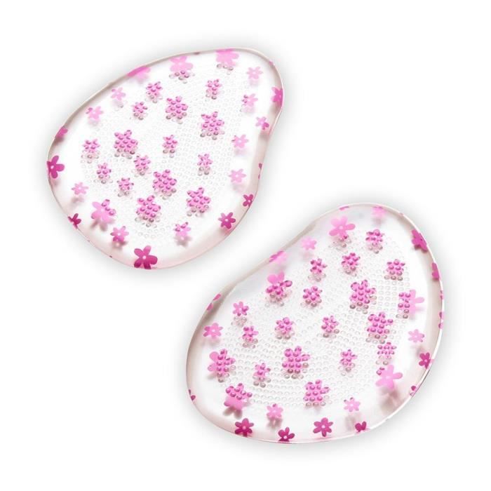 Lot de 2 coussinets métatarse gel VITAEASY motifs Fleurs - Coloris transparent avec motifs fleurs roses