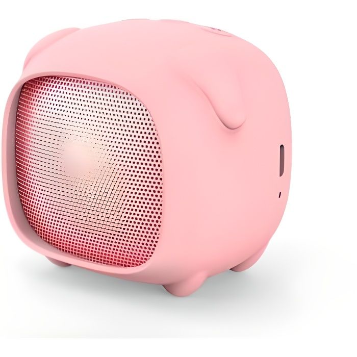Pack enceinte Bluetooth fille 2 coque interchangeable lapin/cochon Rose