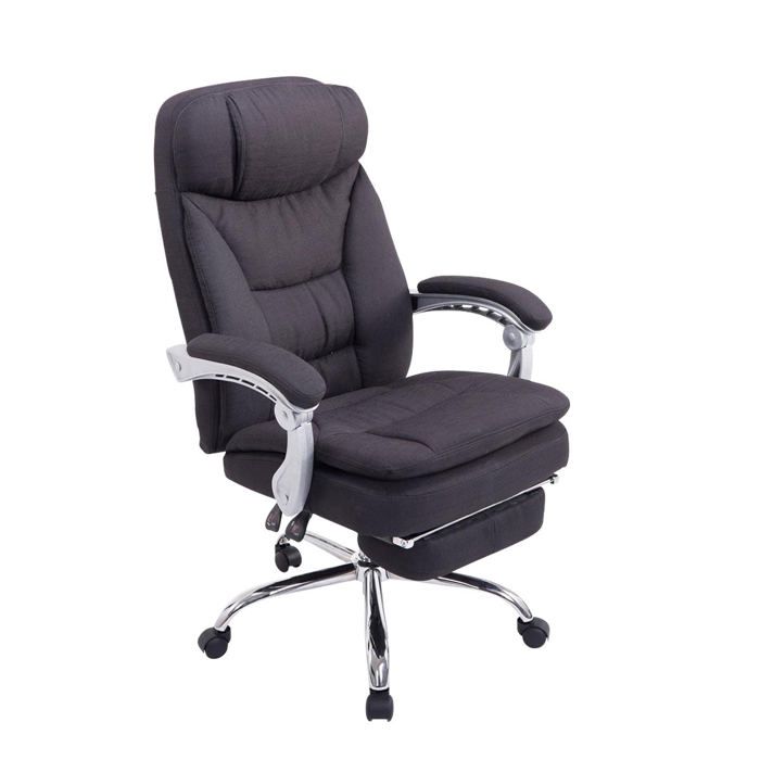 Fauteuil de bureau sur roulettes XL charge max 160 kg avec repose pied ajustable assise en tissu noir 10_0002785 Fauteuil de bureau sur roulettes XL charge max 160 kg avec repose pied ajustable assise en tissu noir 10_0002785