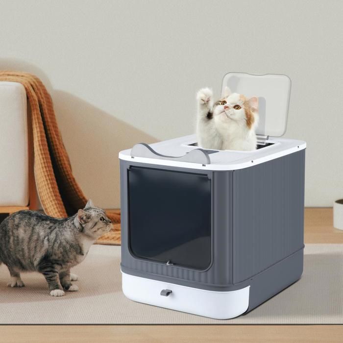 Comparer les prix de YIPEEMA. Bac à litière en PP écologique tiroir coulissant avec pelle à litière et sac désodorisant 44.5*36.5*34.5cm blanc.