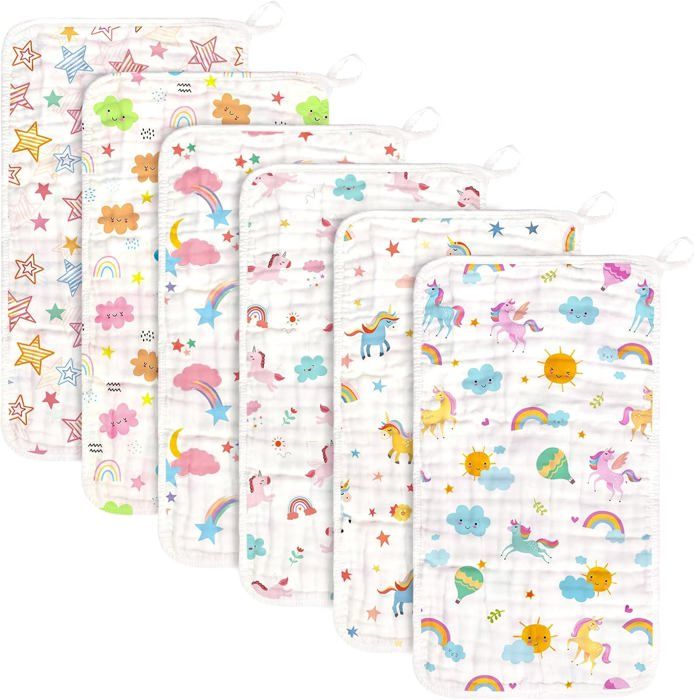 Lot De 6 Langes En Coton Maliton Pour Bébé - Lavables, 50x25 Cm, Couleur Neutre