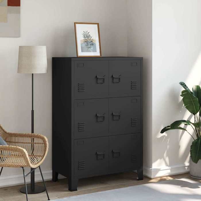 Lemon Coffre de rangementvidaxlMalle de rangement industriel Noir 75x40x115 cm Métal CCL41058652