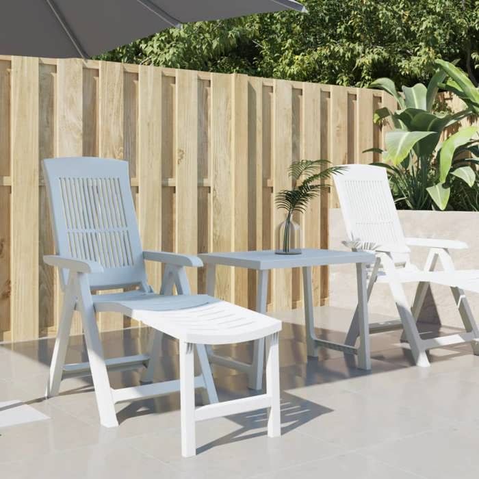 SALE 2025Transat/Chaise longue blanc plastique - 60x114x110 cm 9 38 Kg 1505