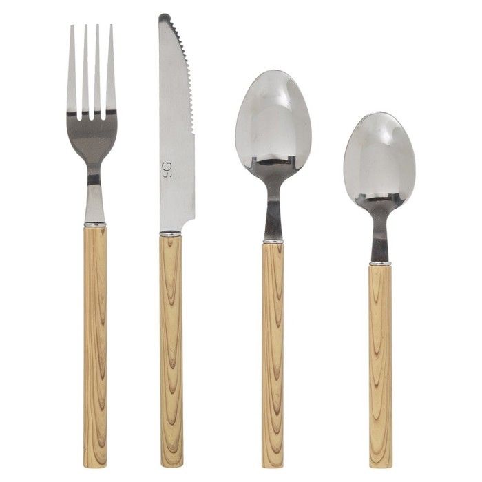 Ménagère inox 24 pièces Indonésie bois