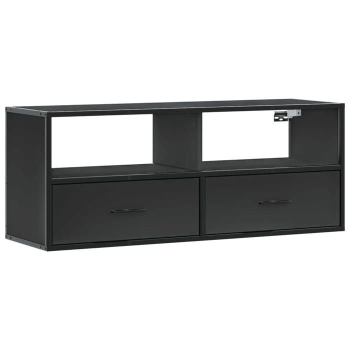Printemps/été 2025 Meuble TV Noir - JM - Table de salon - 100x31x39 5 cm bois dingénierie et métal EU2807