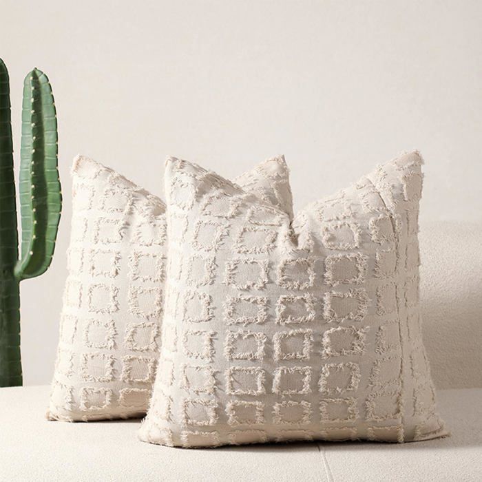 Housse Coussin 45x45 Lot de 2 en Housses de Coussins Canape Decoratif Canapé Taie Oreiller Décoratifs Salon Decoration Maison Beige