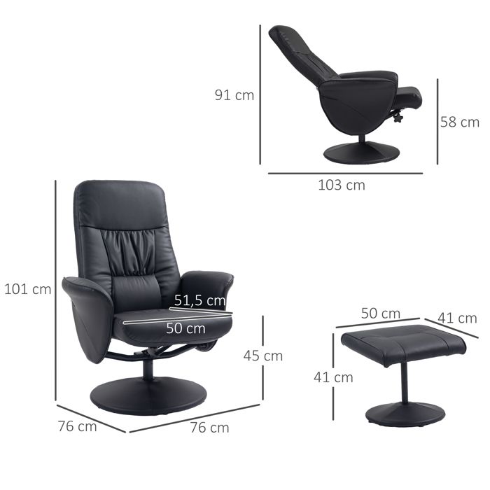 Fauteuil relax avec pouf fauteuil TV fauteuil TV avec fonction chaise longue fauteuil rembourré pivotant pour salon chambre à