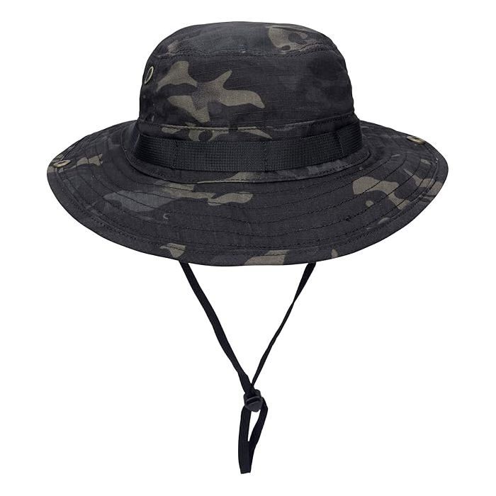 Chapeau Boonie - KZQ - Camouflage Noir - Réglable - Protection UV - Polyvalent pour Activités Extérieures