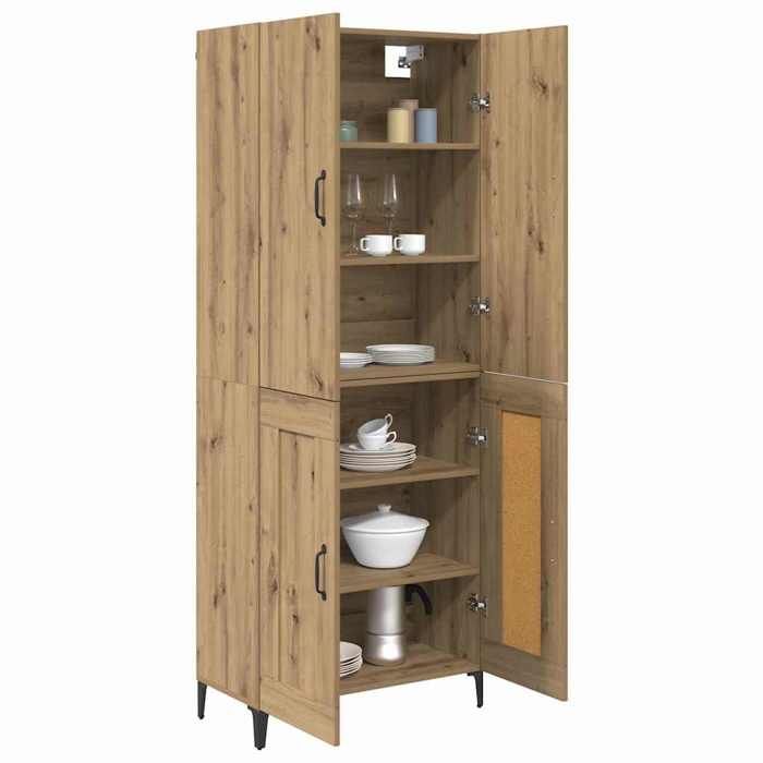 Haut armoire en bois - vidaXL - Chêne artisanal - 695x34x180 cm - 4 portes - Poids maximal 120 kg - Assemblage requis