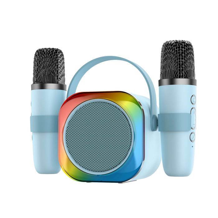 Micro Karaoké Sans Fil Pour Enfants | 2 Micros, Enceinte Bluetooth, Lumières LED | Cadeau Fille Garçon 3-12 Ans