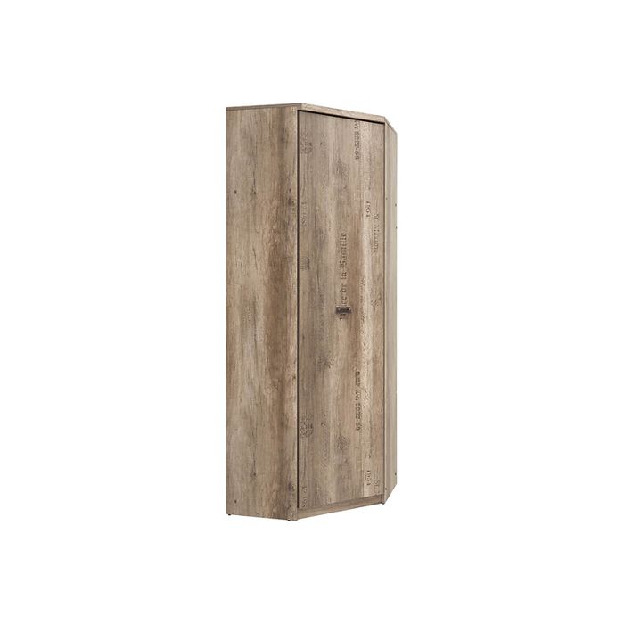Placard armoire dangle avec 1 porte coloris Chêne/Gris motif écriture - Longueur 74 5 x Largeur 74 5 x Hauteur 205 5 cm Placard armoire dangle avec 1 porte coloris Chêne/Gris motif écriture - Longueur 74 5 x Largeur 74 5 x Hauteur 205 5 cm
