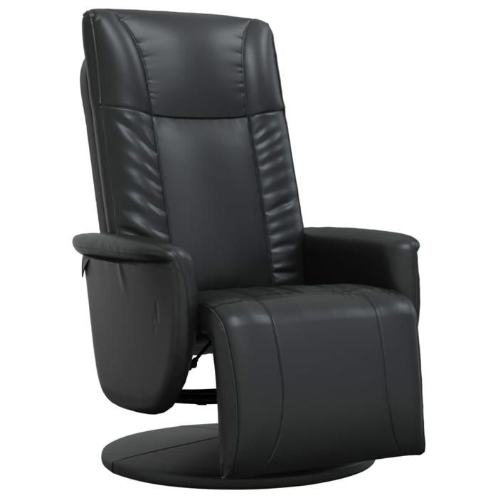NEUF 2026 CHIC Fauteuil inclinable réglable SWEETY inclinaison manuelle avec repose-pieds noir similicuir 71x90x105 cm FF3876