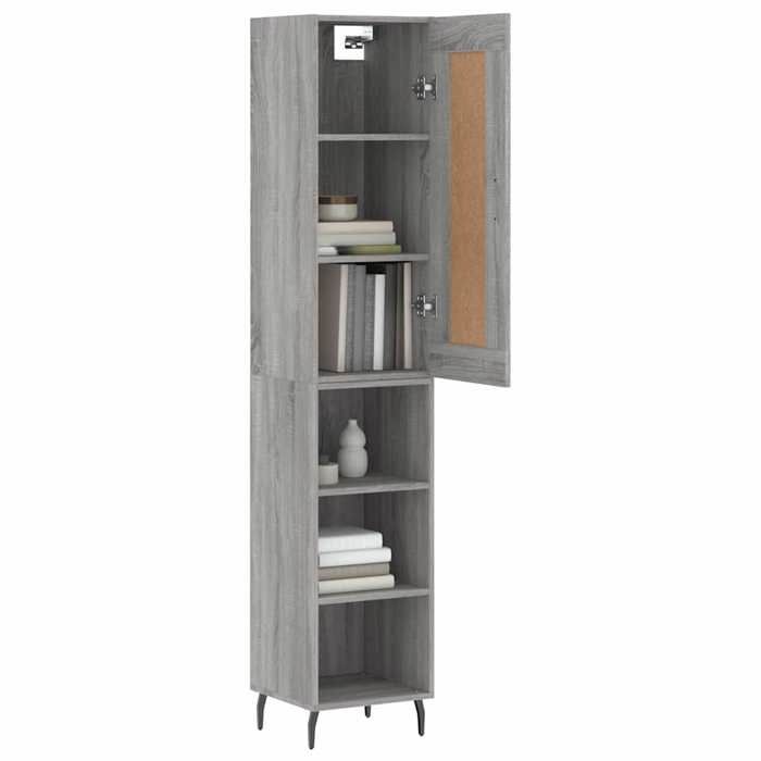 SOLDES DHIVER®Buffet bahut Placard de rangement - Gris Buffet haut - Sonoma gris - 34 5x34x180 cm - bois dingénierie - 25742