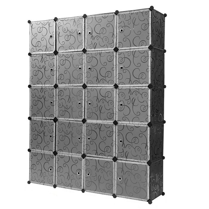 KEDIA Armoire de ChambreÉtagère de Rangementmobilier de chambre-avec 2 crochetsnoir147*37*183cmPlastiqueFacile à déplacer