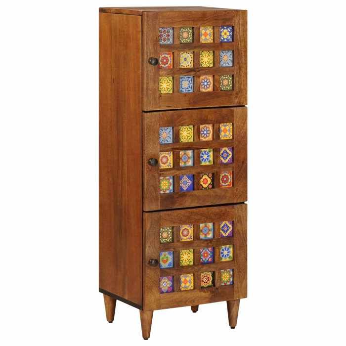 Highboard - ZENCORE® - Cadre solide - Haut Armoire/Buffet de Cuisine - Noyer 40x33x110cm - bois de mangue massif B2324254832