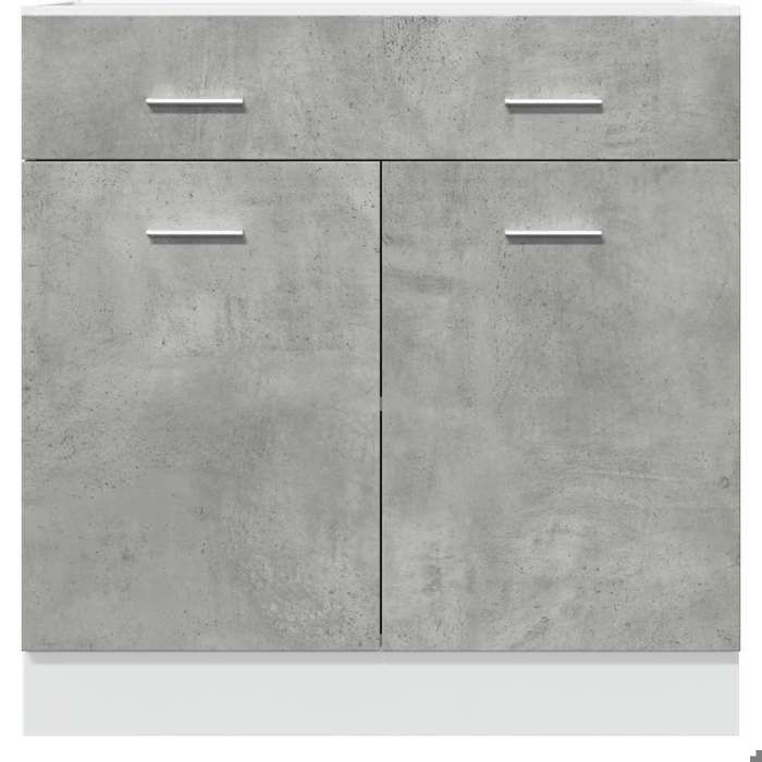 Décoratif - Placard à tiroirs LyonVintageMeuble bas de cuisine Gris béton 80x46x815cm - bois dingénierie con1207361