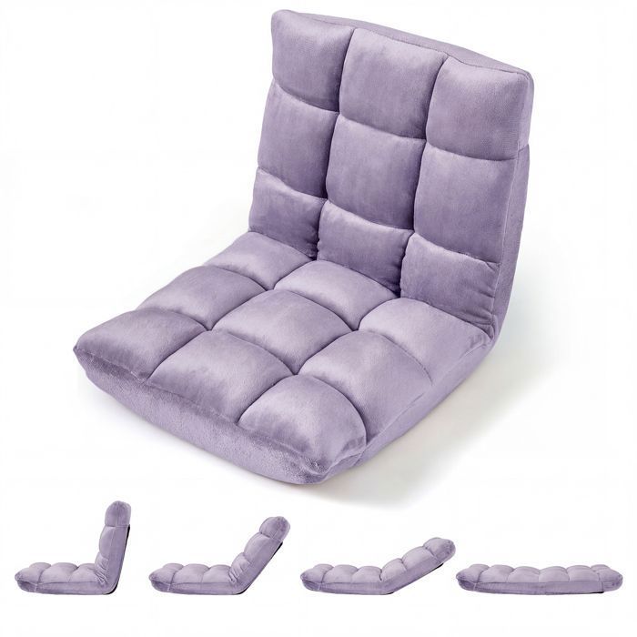 Fauteuil Paresseux Tatami Pliable COSTWAY Chaise de Sol Dossier 14 Vitesses Réglable Velours Fauteuil Sol pour Salon Bureau Violet Fauteuil Paresseux Tatami Pliable COSTWAY Chaise de Sol Dossier 14 Vitesses Réglable Velours Fauteuil Sol pour Salon Bureau Violet