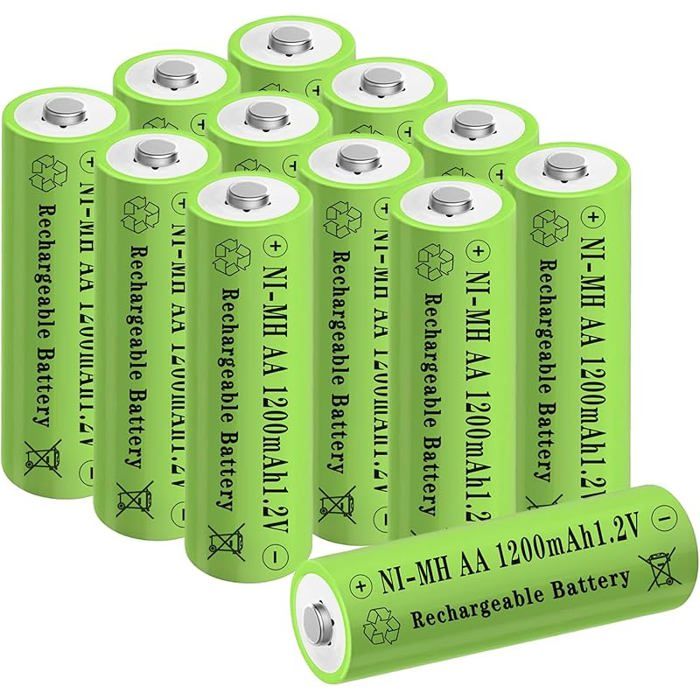 Piles Ni-MH AA Rechargeables12V 1200mAh Haute Capacité Pré-Chargée Double A Batterie Solaire pour L& 39 aménage CHARGEUR DE PILES