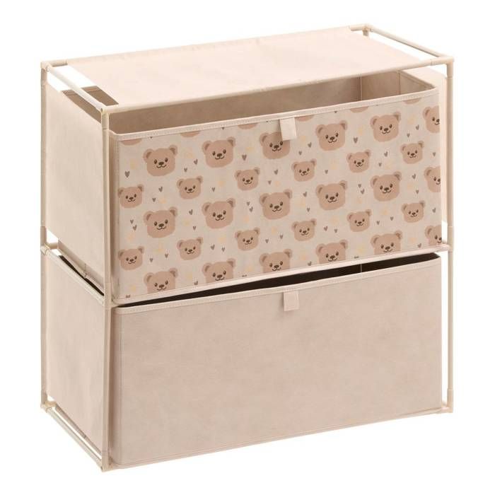 Commode Enfant Tissa 2 Tirroirs Beige Imprimé Ourson 60x30x60 cm - Atmosphera Créateur dintérieur