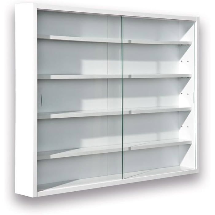 - Vitrine Murale pour Objets de Collection Armoire de rangement avec 4 étagères 5 Compartiments - pour Blanc