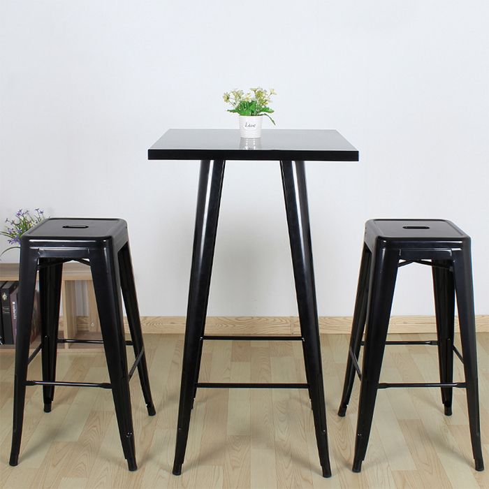 OHMG-Un Ensemble De 2 Tabourets De Bar Empilables-Empilables-Facile À Nettoyer-Style Industriel Rétro-Étanche-76*42*42cm-Noir