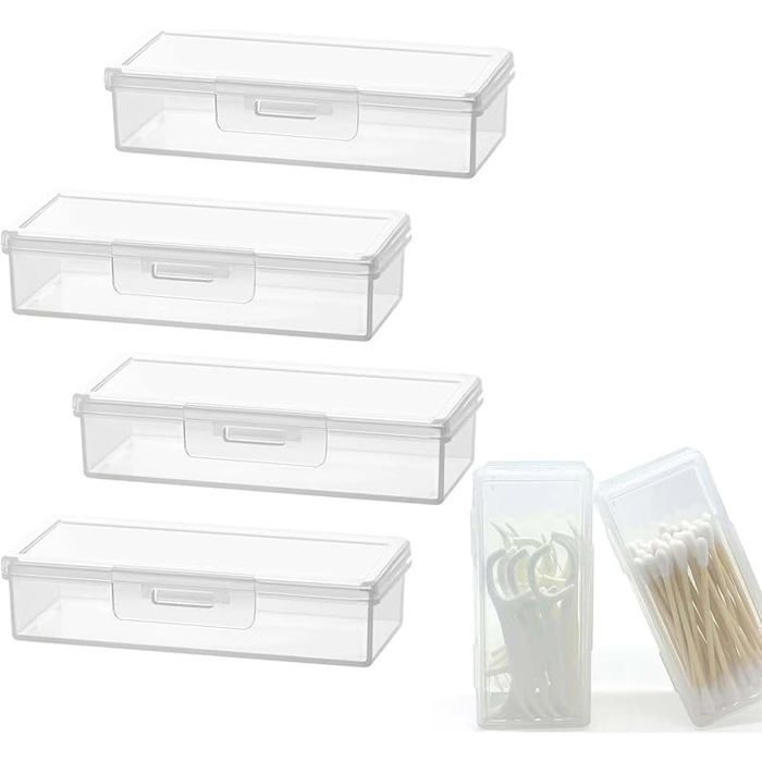 Boîte Coton 4Pcs Conteneur de Cotons tiges 10 5 x 4 5 x 2 5 cm Boite Coton Tige Portable Petit Distributeur en