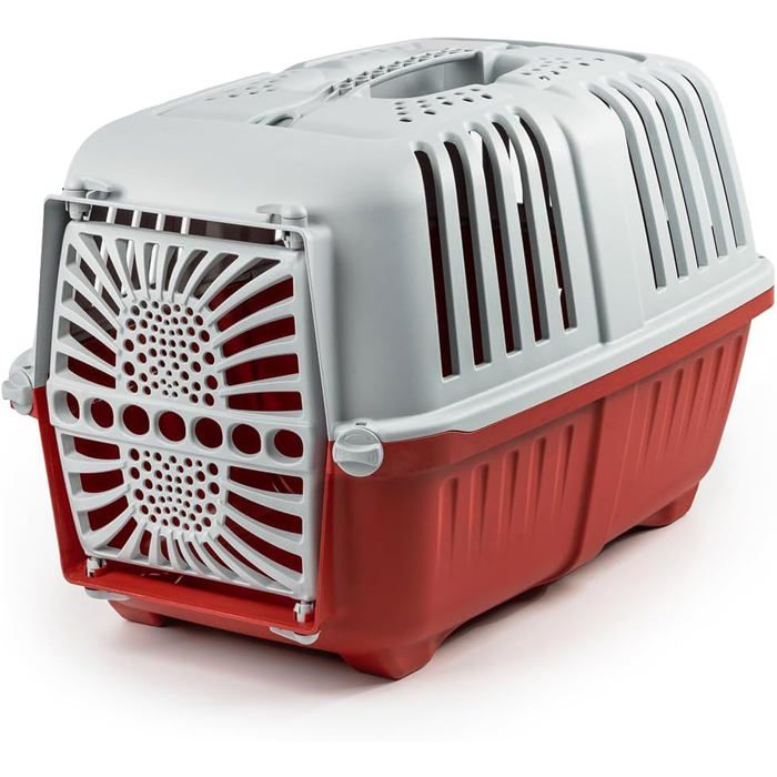 Caisse de transport pour chien chat petit animal en polypropylène rouge 55 x 36 x 36 cm capacité jusquà 15 kg