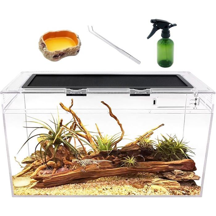 PC Trousse de Terrarium Reptile20& x 10& x 11& PC terrariums avec Vue complète 50 x 25 x 27 cm PERCHOIR