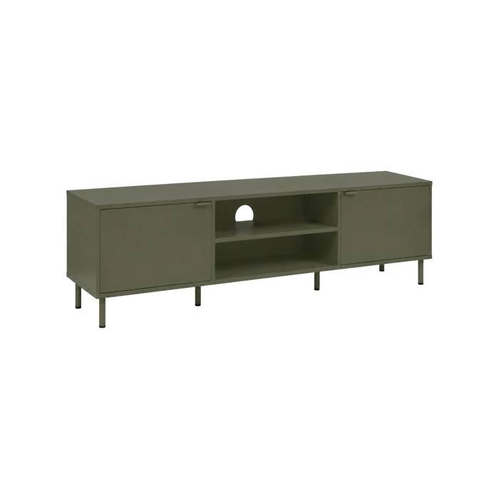 Meuble TV décor bois et métal 160cm kaki - Ellie Meuble TV décor bois et métal 160cm kaki - Ellie