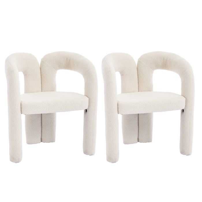 Logidon Premium Fauteuil Ergonomique Teddy Velours Beige Set 2