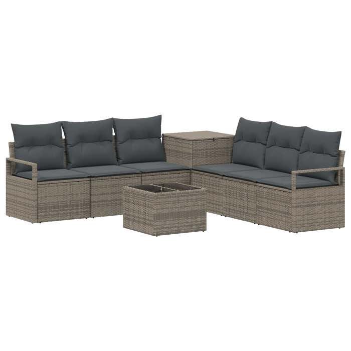 Ensemble de Canapés Gris - Acier - Réglable - Modulable - Gris foncé - 8 pcs - V2