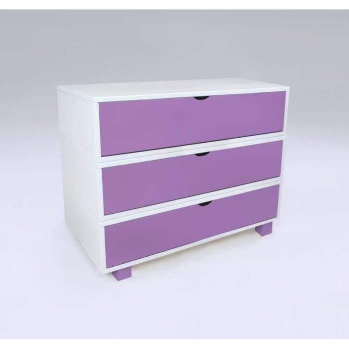 abc meubles - commode cube 3 tiroirs - (lilas)