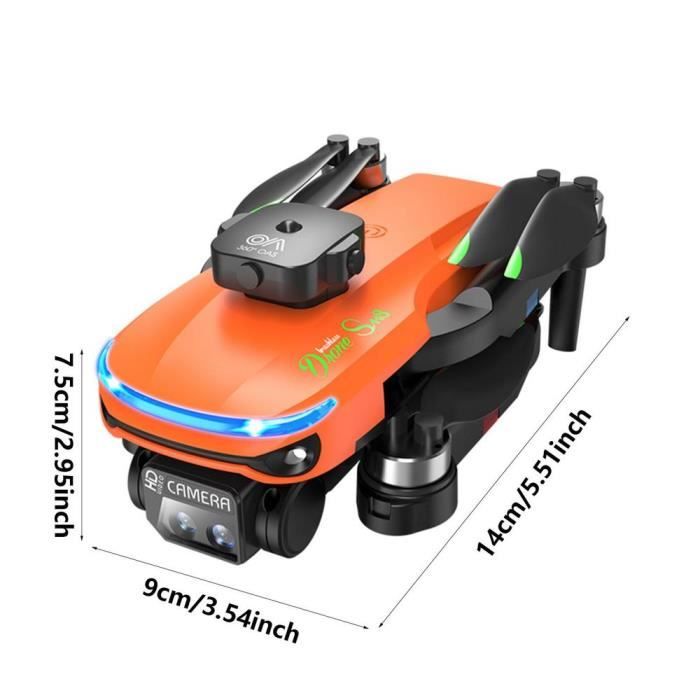 Orange-Drone Pliant avec Caméra pour Enfant et Adulte, Quadrirotor