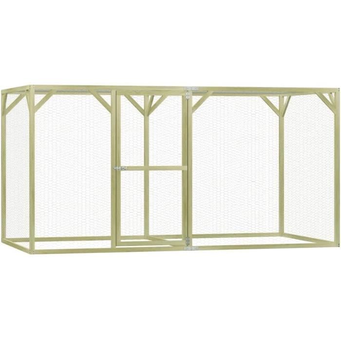 Festnight Poulailler Cage à Poule Durable Résistant aux Intempéries 1,5x6x1,5 m FSC Pinède imprégnée 