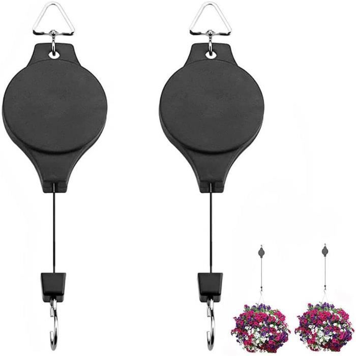 Poulie Crochet Rétractable Pour Plantes - Cintre Suspendu 160cm, Charge 25kg (Lot De 4)