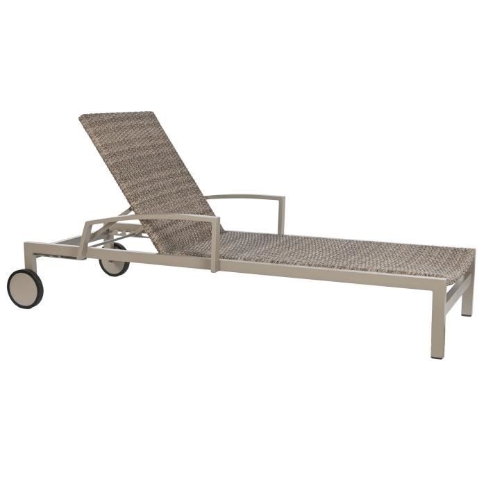 Chaise longue beige marron rotin synthétique aluminium Cdiscount Jardin