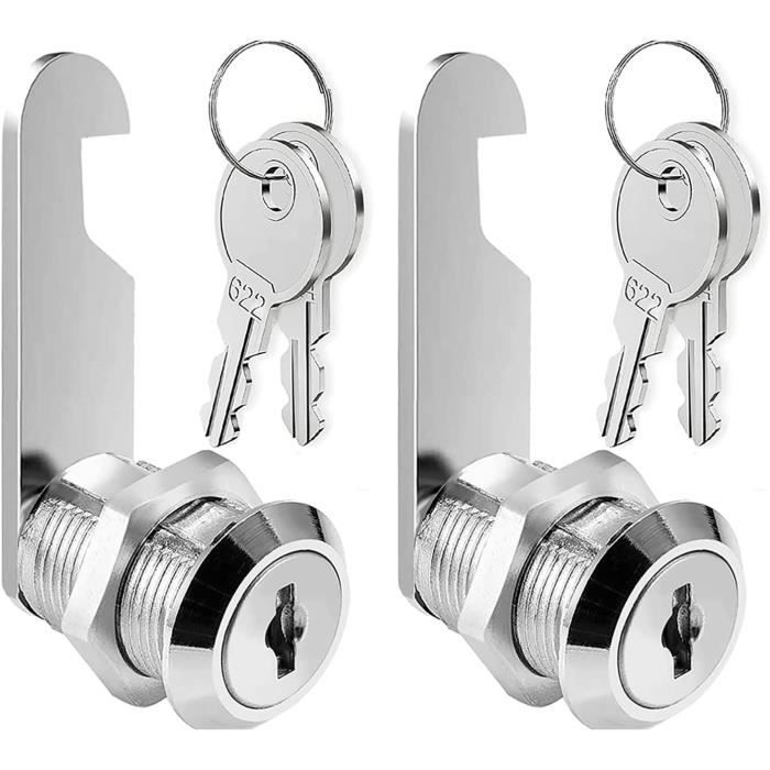 Barillet De Serrure à Crochet 30mm Pour Boîte Aux Lettres, Vestiaire Ou Cassier - 2 Clés Fournies