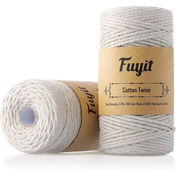 Corde Macramé Coton 6mm X 25m NATUREL - Pour DIY, Décoration, Jardinage