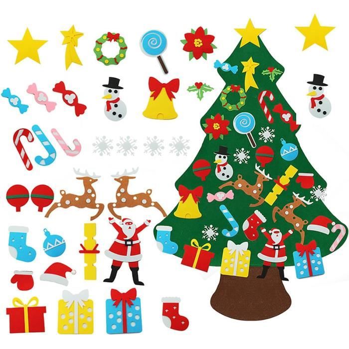 Sapin De Noël En Feutre Pour Enfants, Décoration De Sapin En Feutre à Faire Soi-même, Avec 32 Decorations 89977298