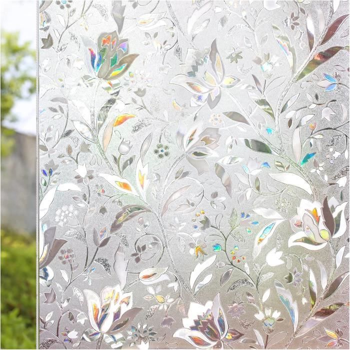 Xijier Film Décoratif Pour Fenêtre - Peinture Chinoise - Couleurs Discrètes - Effet Givré - Pour La Maison - 70 X 100 Cm